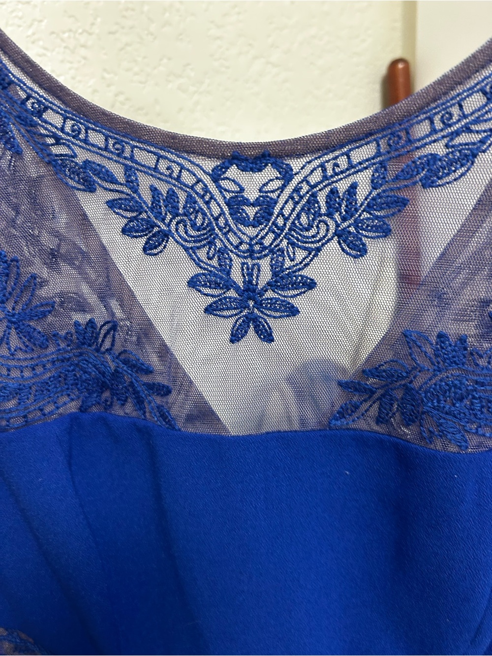 BCBGMaxAzria Royal Blue Enida Dress with Mesh Yoke